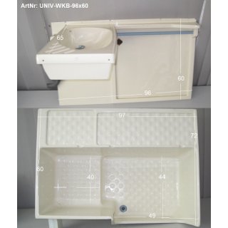 Duschwanne und Klappwaschbecken mit Wandverkleidung ca. 96 x 60 cm gebraucht