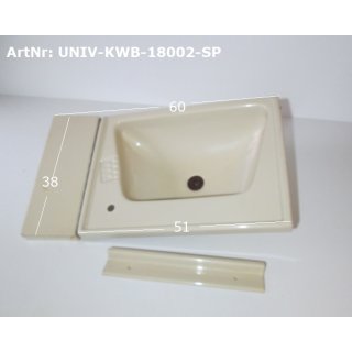 universelles Klappwaschbecken beige gebr. mit Halteleiste ca 60x38cm gebraucht für Wohnmobil / Wohnwagen