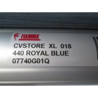 Markise FIAMMA Caravanstore 4.40 XL Royal Blue 07740G01Q gebraucht Kassettenmarkise Alugestänge