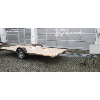 Plattformanhänger 1300kg ca 485 x 210  ideal für TINY House, Quad- Zweirad-Maschinentransporter gebr. mit Brief (Bürstner 4824 BJ 98)