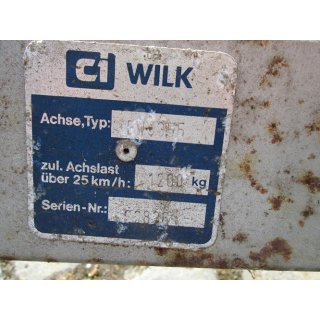 Wilk Achse (FW S 3555 1200), 1200kg gebraucht ca 186cm (zB Wilk Safari 521)
