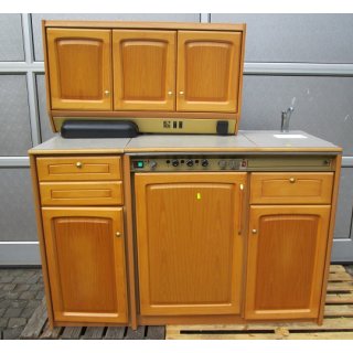 Küchenblock, Küchenzeile Wohnmobil komplett ca 143 x 60 cm mit Oberschrank, Kocher, Kühlschrank, Spüle RM4300 mit Oberschrank (50 mBar)