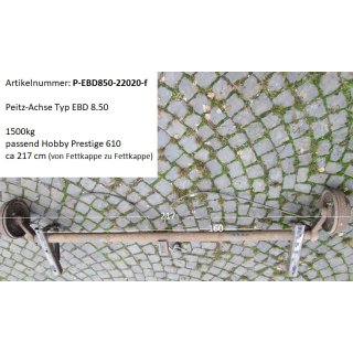 Peitz Wohnwagenachse (1500 kg) gebr. EBD 8.50 ca 217cm vom Hobby Prestige 610 (front)