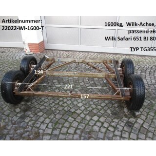 Wilk Tandem-Doppel-Achse bis 1600 kg, ZdR 157,  gebr. (zB für Safari 651 BJ 80 oder Anhängerselbstbau) T   G 355