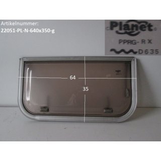 Wohnwagenfenster Planet PPRG-RX D635 ca 64 x 35 (Lagerware -&gt; Neue Ware mit Lagerspuren) Fendt / Tabbert - Milchglaseffekt, get&ouml;nt