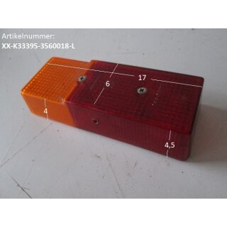 Oldtimer-Rückleuchte/Rücklicht Wohnwagen nur Lampenglas ohne Sockel (rot K33395 356 0018 / orange) LINKS gebraucht (Hecklicht/Heckleuchte/Lampe/Leuchte/Rücklicht/Rückleuchte)