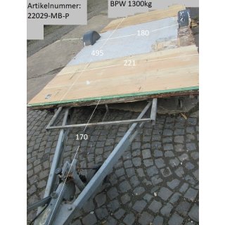 Plattformanhänger 1300kg ca 495 x 221 mit Brief, ideal für TINY House, mit Peitz-Achse BPW gebr. (plus Deichsel 170) (Hobby 520 BJ 92 Typ 12 513)