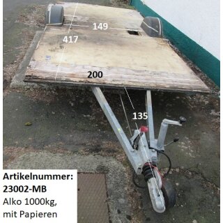 Plattformanhänger 1000kg ca 417 x 200 mit Brief, Alko, ZdR 149, ideal für TINY House, Quad- Zweirad-Maschinentransporter gebr. (Knaus Südwind 440 BJ 91)