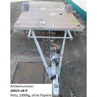 Plattformanhänger 1000kg ca 363 (+179) x 198, Peitz, ZdR 159, ohne Brief, mit PAV/SR 1-3 M,  ideal für TINY House, Quad Anhänger, Motorrad Anhänger etc. (Hobby 420 TM BJ 88)