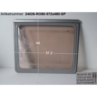 Original Wohnwagenfenster ca 57,2 x 48 Roxite 80 D 401  (ca BJ 1990-2000) - neue Lagerware mit Kleber-Resten - Sonderpreis