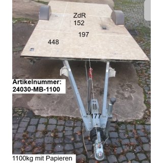 Plattformanhänger 1100kg ca 448 X 197 (+177 Deichsel) mit Brief, Alko, ideal für TINY House, Quad- Zweirad-Maschinentransporter gebr. mit Papieren (Fendt 470 B E826 BJ92 )