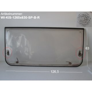 Wilk Wohnwagenfenster Kistenpfennig 028 D889 ca 126,5 x 63 gebraucht SONDERPREIS (Risse, bauchig) zB Wilk Stern 490 E BJ 84