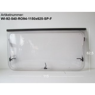 Wilk-Wohnwagenfenster Roxite 94 D399 Polyplastic ca 115 x 62,5 gebr. (Roxite 94 D399) zB 540 BJ92 - Sonderpreis (Farbkleks rechter Außenrand)