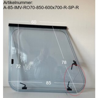 Adria Wohnwagen Fenster Roxite 70 ca 85/60 x 72 RECHTS geb. D403 (IMV400 BJ 85) Trapezfenster SONDERPREIS (Risse) Beifahrerseite