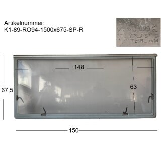 Knaus Wohnwagenfenster ca 150 x 67,5 bzw 148 x 63 gebraucht (Roxite 94 D399) BUGFENSTER aus Knaus Azur 400 B 89 - Sonderpreis