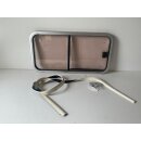 Original LMC Wohnwagen/Wohnkabine/Wohnmobil Schiebefenster ca 83 x 42 bzw 77 x 37 gebr. (ohne Innenrahmen) Schiebescheibe Ausschnitt 77x37 Polyplastic Roxite PMMA 43R-001745 0306 (zB LMC 530K BJ 2006)