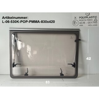 LMC Wohnwagen Fenster ca 83 x 42 gebraucht Polyplastic Roxite PMMA 43R-001745 0306 (zB LMC 530K BJ 2006)