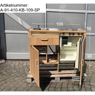 Küchenblock: Kühlschrank RM212 mit 2-fl-Cramer Kocheinheit, Spülbecken gebraucht aus Adria Forma 410TD BJ 91 Sonderpreis