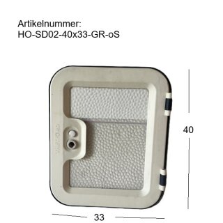 Hobby Staufachklappe ohne Schlüssel ca 40 x 33 gebr. (zB 440er BJ 93) (Stauraumklappe, Serviceklappe,Toilettenklappe) ohne Schloss