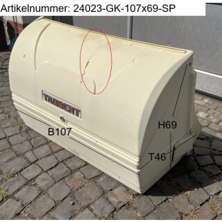 Tabbert Gaskasten mit Gaskastendeckel gebraucht, ca 107 x 69 (T46), ohne Schlüssel (zB Tabbert Comtesse 532 BJ 79) Sonderpreis  - Bugfrontdeckel / Bugklappe / Gasklappe / Flaschenkastendeckel / Flaschenkastenabdeckung