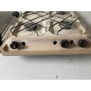 Cramer Wohnmobil-Kochfeld 3-flammig gebraucht 50mba gebraucht (Emaille) ca 40 x 50 mit Typenschild CE-1129 - Sonderpreis (Rost unten) - mit Glasabdeckung/Glasplatte