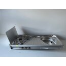 Cramer Kochfeld 50mba 3-flammig (links) mit Spülbecken gebraucht ca 100x47 cm (zB Hobby 440 BJ 97) ohne Typenschild