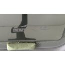Hobby Wohnwagenfenster Parapress gebraucht ca 134 x 58 bzw 124,2 x 47,3  (PPGY-RX D2167) mit Hobby-Logo unten rechts, Rand hellgrau (aus Hobby 440 BJ 97) Sonderpreis (Ecke oben rechts)