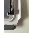 Hobby Wohnwagenfenster Parapress gebraucht ca 134 x 58 bzw 124,2 x 47,3  (PPGY-RX D2167) mit Hobby-Logo unten rechts, Rand hellgrau (aus Hobby 440 BJ 97) Sonderpreis (Ecke oben rechts)