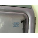Hobby Wohnwagenfenster Parapress gebraucht ca 134 x 58 bzw 124,2 x 47,3  (PPGY-RX D2167) mit Hobby-Logo unten rechts, Rand hellgrau (aus Hobby 440 BJ 97) Sonderpreis (Ecke oben rechts)