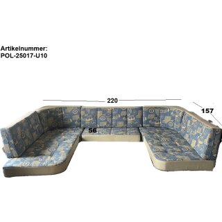 Polstergruppe U-Form 220 x 157 / Liegefläche ca 230 x 157 (10tlg) Wohnwagen / Wohnmobil (aus Bürstner Amara G865 Typ 5361 BJ 1997 ) gebr. , blau/gelb, Sonderpreis