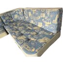 Polstergruppe U-Form 220 x 157 / Liegefläche ca 230 x 157 (10tlg) Wohnwagen / Wohnmobil (aus Bürstner Amara G865 Typ 5361 BJ 1997 ) gebr. , blau/gelb, Sonderpreis