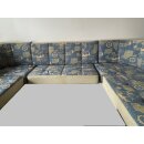 Polstergruppe U-Form 220 x 157 / Liegefläche ca 230 x 157 (10tlg) Wohnwagen / Wohnmobil (aus Bürstner Amara G865 Typ 5361 BJ 1997 ) gebr. , blau/gelb, Sonderpreis