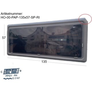Hobby Wohnwagenfenster Parapress gebraucht ca 135 x 57 PPGY-RX D2167 aus Hobby 710 BJ 2000 Sonderpreis (Ecke oben rechts und Microrisse)