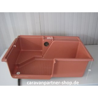 Duschwanne / Duschtasse ca. 103 x 71  Wohnwagen / Wohnmobil terracotta gebraucht (Einstieg links) aus Bürstner 5104