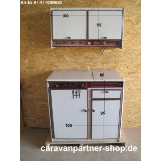 Küchenblock mit Unterschrank / Spüle / Gaskocher / Kühlschrank  / Oberschrank gebraucht Wohnmobil / Wohnwagen / Selbstausbau 