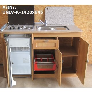 Küchenblock, Küchenzeile Wohnmobil komplett 1428x945 mit Kocher, Kühlschrank, Spüle