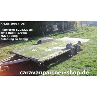 Plattformanhänger 520 x 227, 1300 GG, ideal für TINY House, Quad- Zweirad-Maschinentransporter etc.