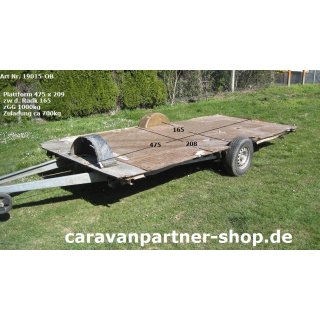 Plattformanhänger 1000kg ca 475 x 209, ideal für TINY House, Quad- Zweirad-Maschinentransporter etc. (Tabbert Wind 520 BJ 80)